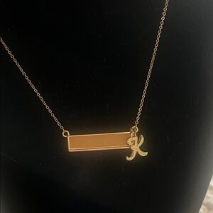 Gold Tone Druzy Initial K Pendant Necklace